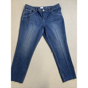 S & Co. Jeans Women's Size 14 Skinny Low Rise Blue Denim Pants With‎ Rhinestones